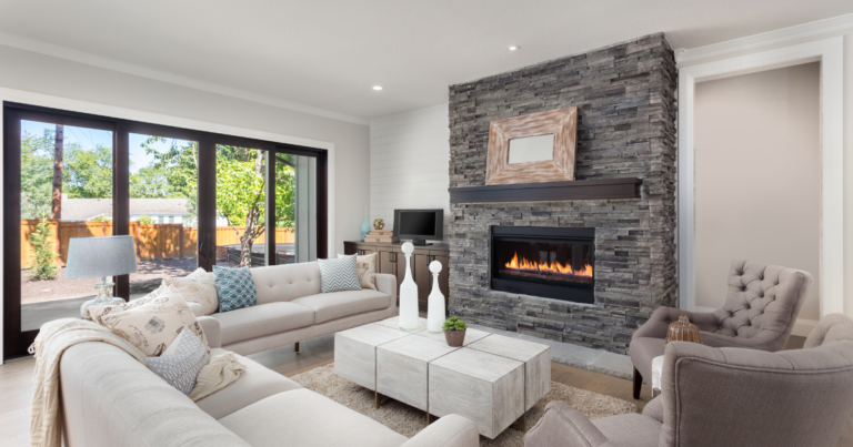 Living room house cleaning