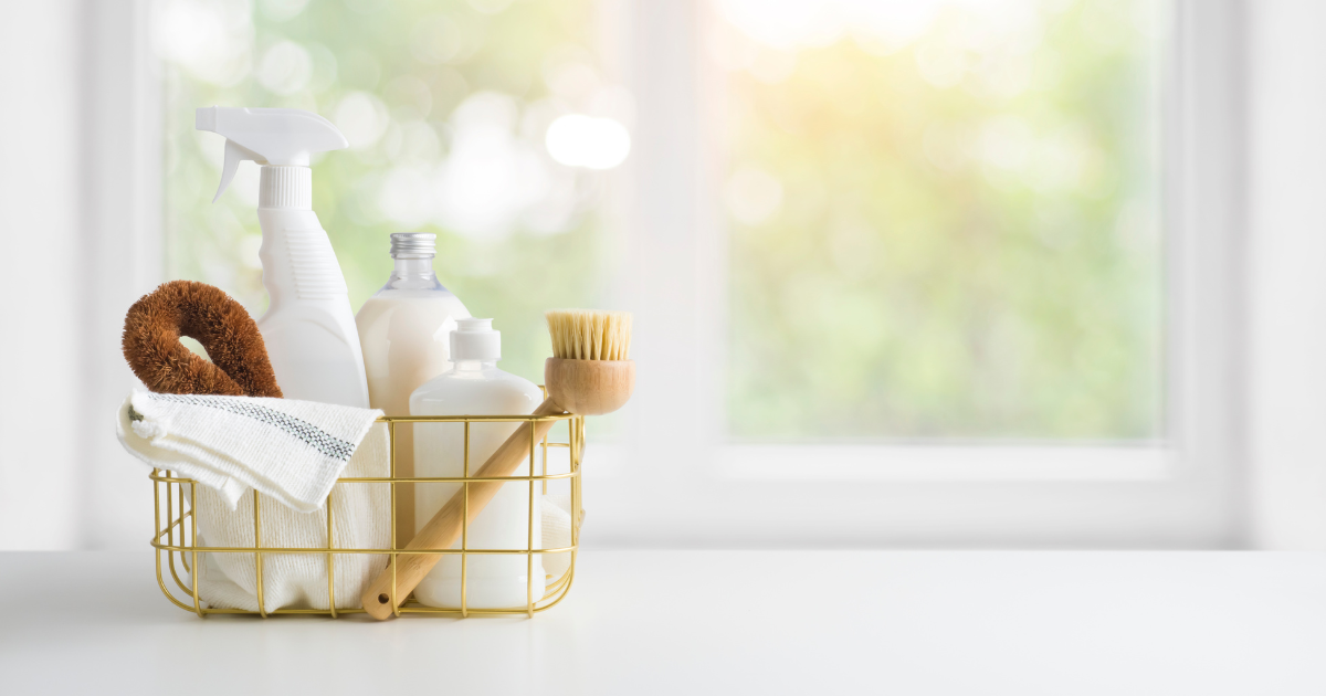 assortment of cleaning products