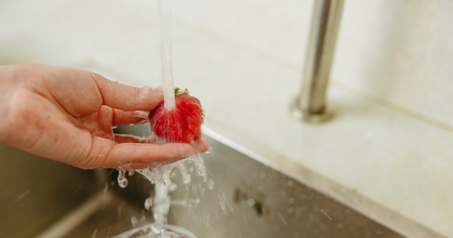 clean strawberry with salt