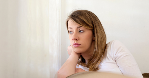 a pensive woman