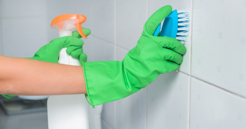 cleaning bathroom